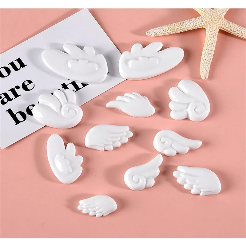 20Pcs Cute White Angel Wings Flatback Resin DIY Home Decor Craft Supplies Kawaii Phone Case Patch Cabochon Scrapbooking Material