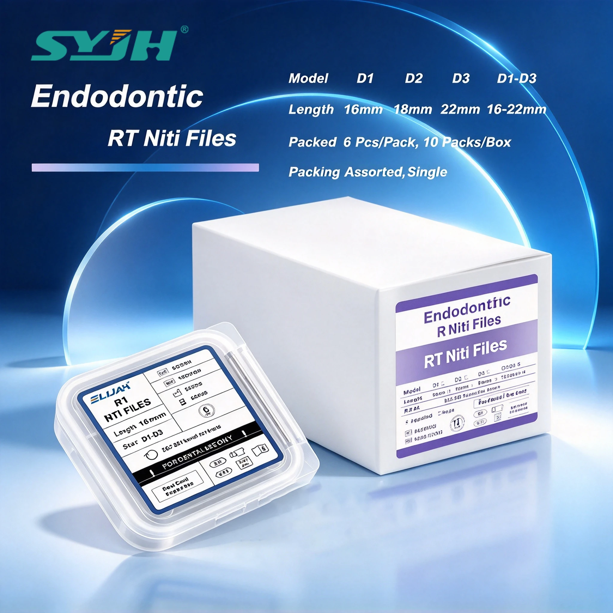 SYJH Dental Endodontic Retreatment NiTi File D1-D3 Engine Use Remove Filling Endo Material Before Canal Re-shaping 5Packs Rotary
