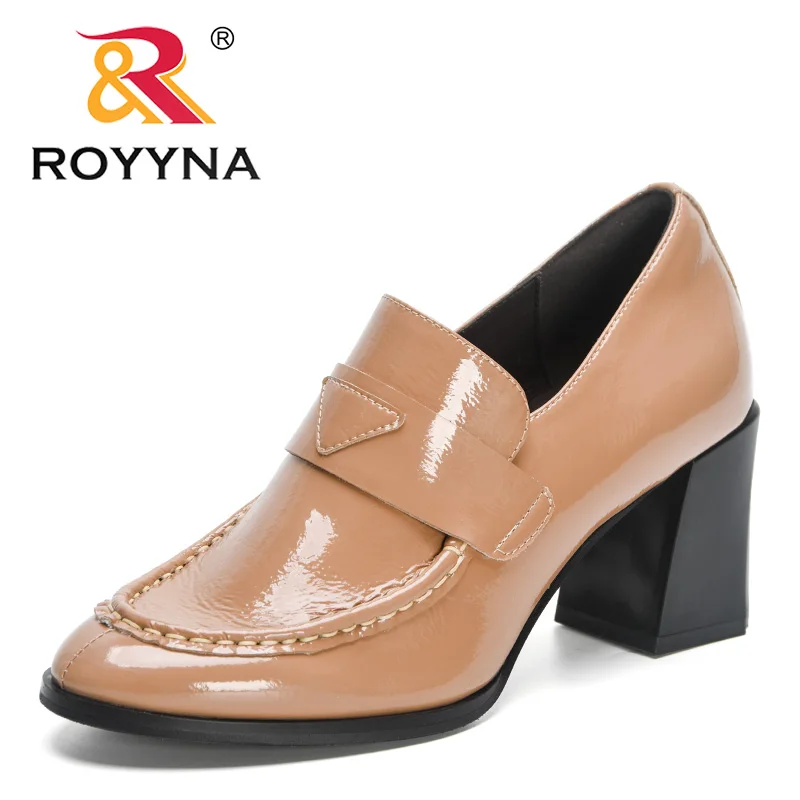 ROYYNA 2023 New Designers Pumps Shoes Women Fashion Chunky Block Heel Pumps Shoes Ladies Sweet Fashion Brand Office Dress Shoes