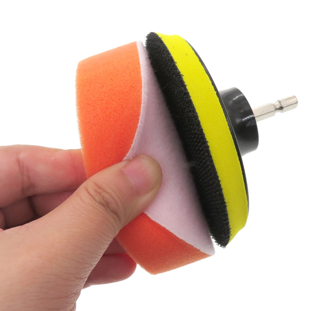 4 Inch 5Pcs Sponge Polishing Pad with M10 Adapter Backing Plate 100 mm for Automobile RV and Motorcycle Polishing or Waxing