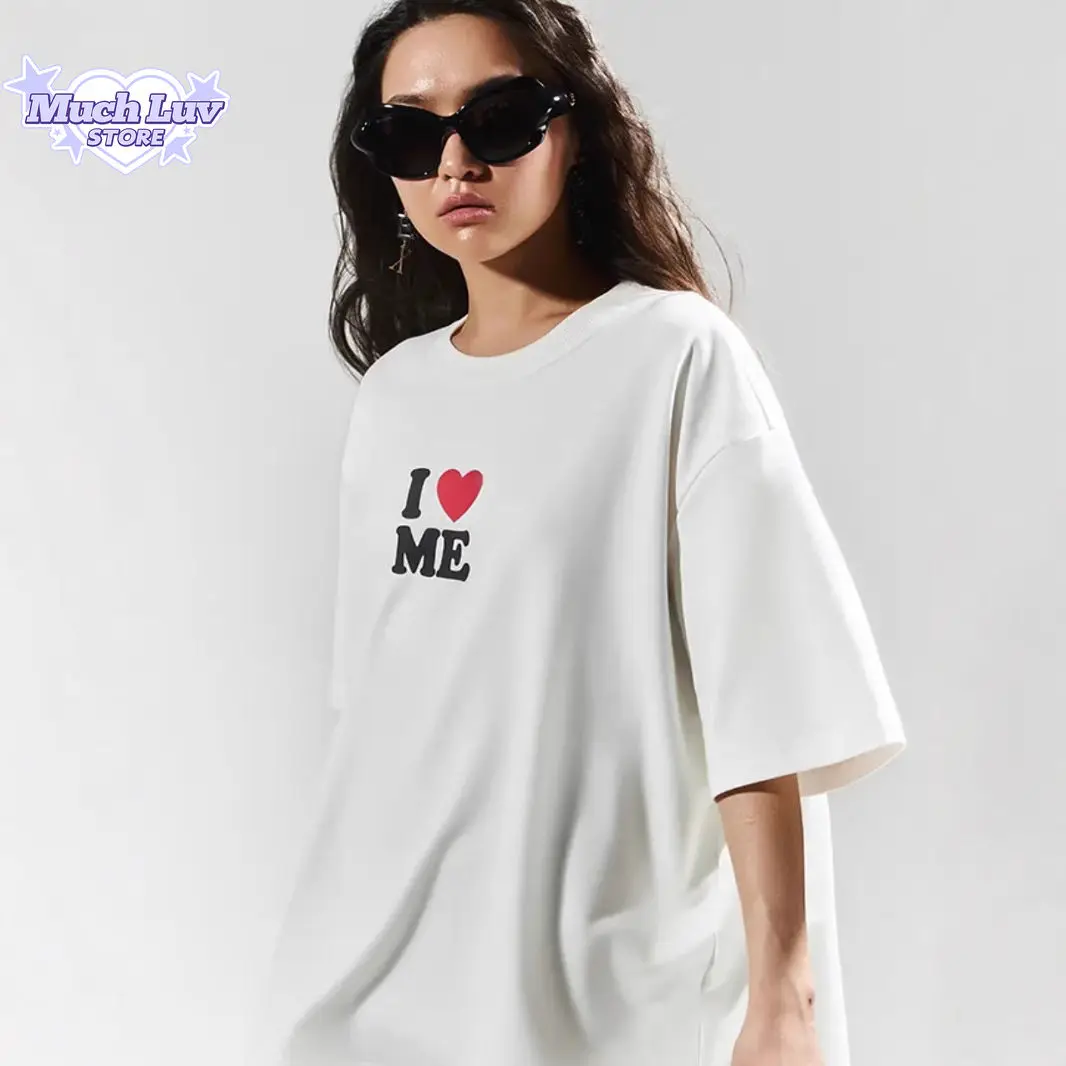 

Футболка с принтом Love Yourself для мужчин и женщин, футболка из 100% хлопка, летняя мода, повседневный удобный топ с короткими рукавами, винтажный топ Y2k