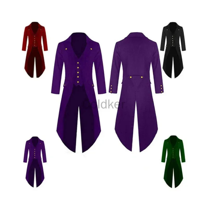 2025 11 فستان ماكسي مقاس 5XL نمط القرون الوسطى للرجال زي الخيال العلمي للهالوين معطف خلفي عتيق مع قبعة @ #   ￥