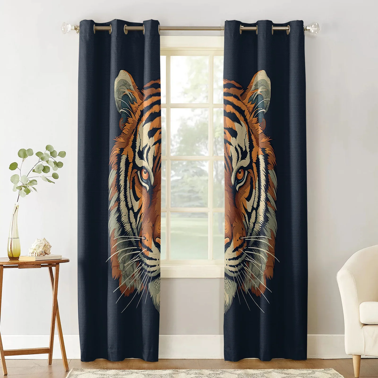 Tiger Hair And Beard Room Curtains Large Window Window Curtains Curtain Lights Bathroom Bedroom Kitchen Decor