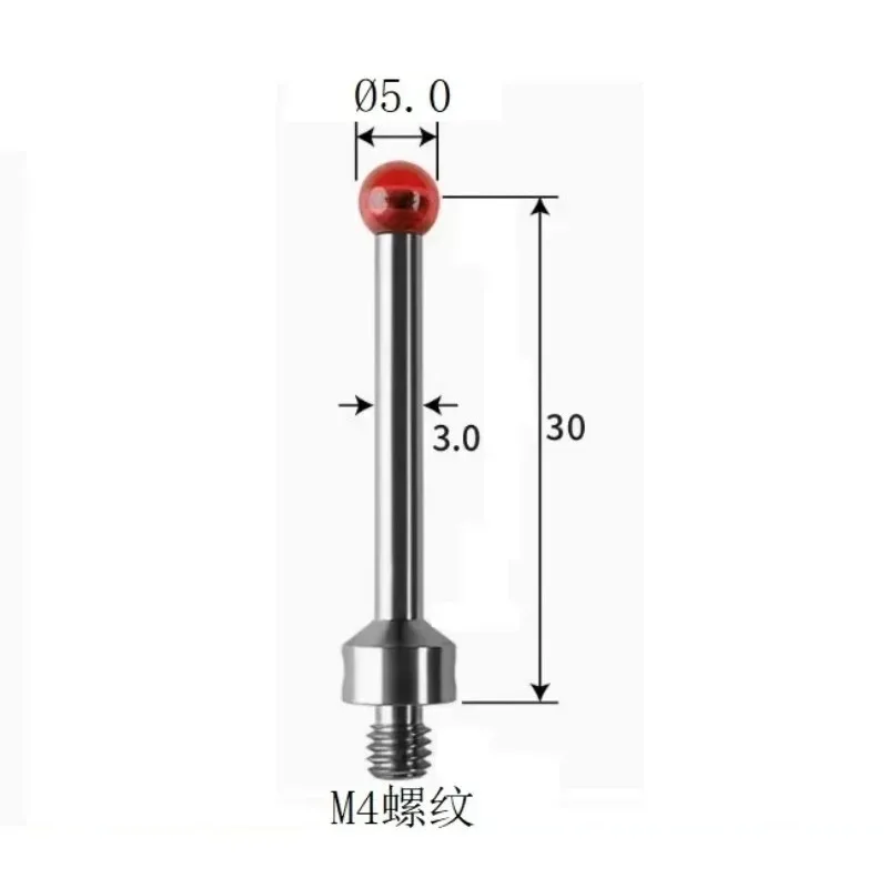 M4 Thread 5mm Ruby Ball Probe Stylus A‑5000‑7522 Stainless Steel Measuring Tip for CNC Inspection Probe