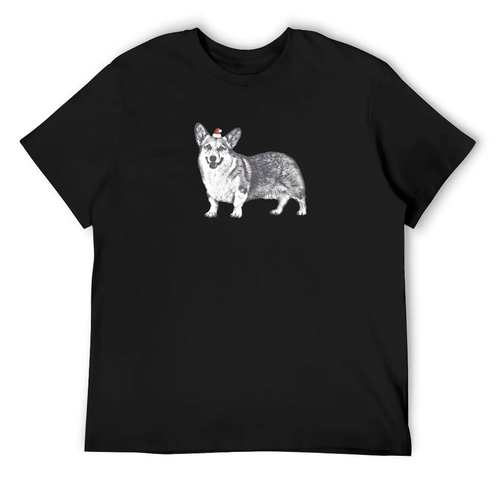 

Aqua the Corgi Santa Hat T-Shirt street wear Clothing sweat mens plain t shirts