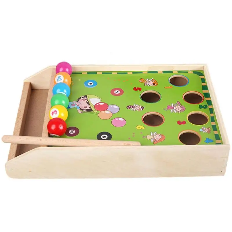 

Mini Ball Billiards Set With Rod Mini Pool Table Wood Board Games Home Party Montessori Sports Table Games For Children's Toys