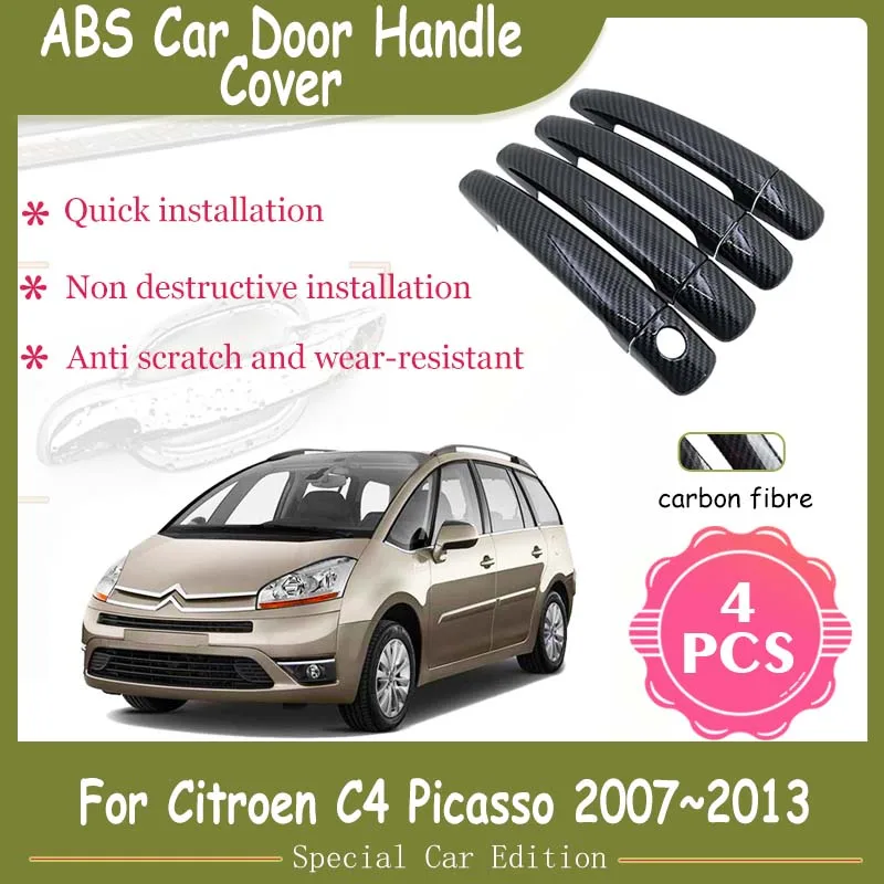 

Car Door Handle Cover For Citroen C4 Picasso 2007 2008 2009 2010 2011 2012 2013 Catch Cap Trim Carbon Fiber Accessories Stickers