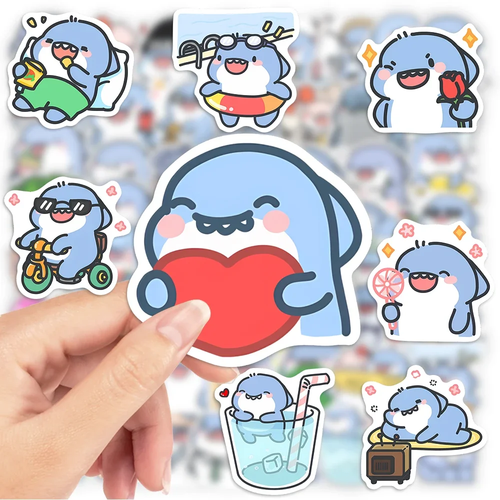 Cute Cartoon Shark Animated Clipart Stickers Animal DIY Gift Toys Decal for Laptop Scrapbook Phone Luggage Bottles Waterproof
