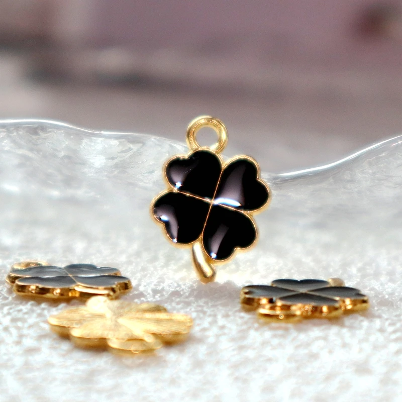 10pcs Multi Color Clover Alloy Enamel Pendant Fashionable Charms Dangle DIY Necklace Bracelet Earring Jewelry Accessory Assembly