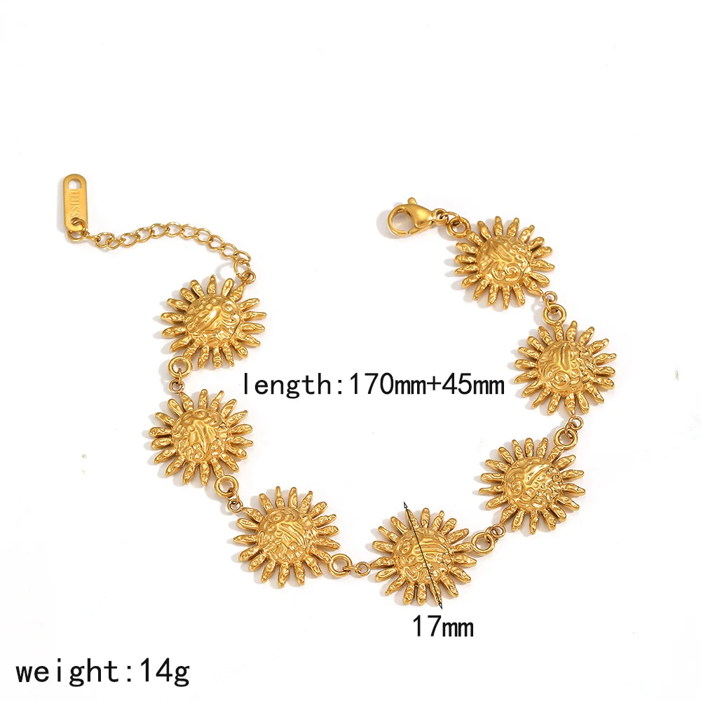 Modeschmuck, temperamentvolles Sonnenform-Ohrringe-Armband-Set für Frauen und Mädchen, Geschenk, edles Design, Armband-Accessoires – Detail 6