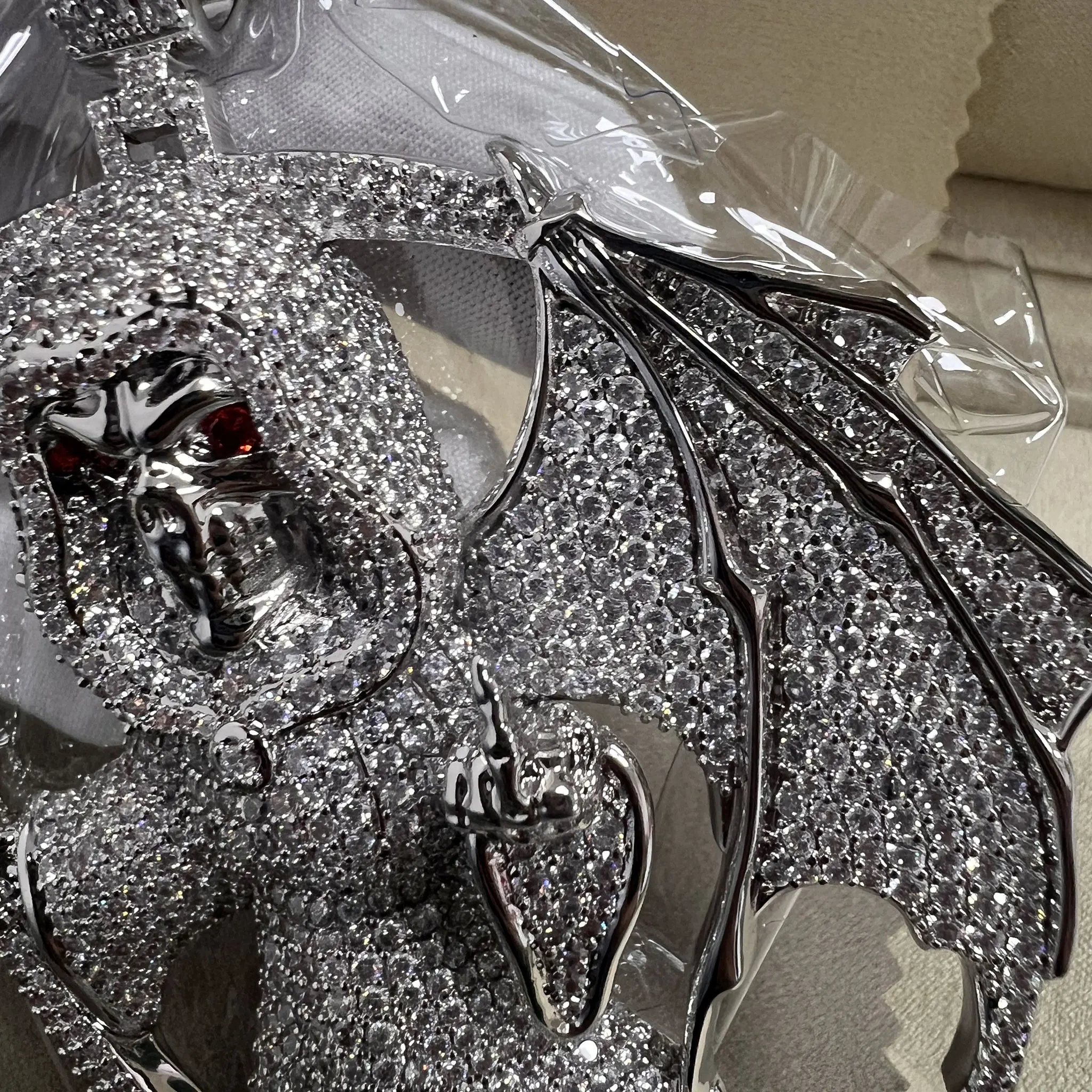 LYEE CYEE Exquisite Full Paved CZ Death Pendant, Gothic Reaper with Scythe & Wings Design, Luxury Hip Hop Jewelry