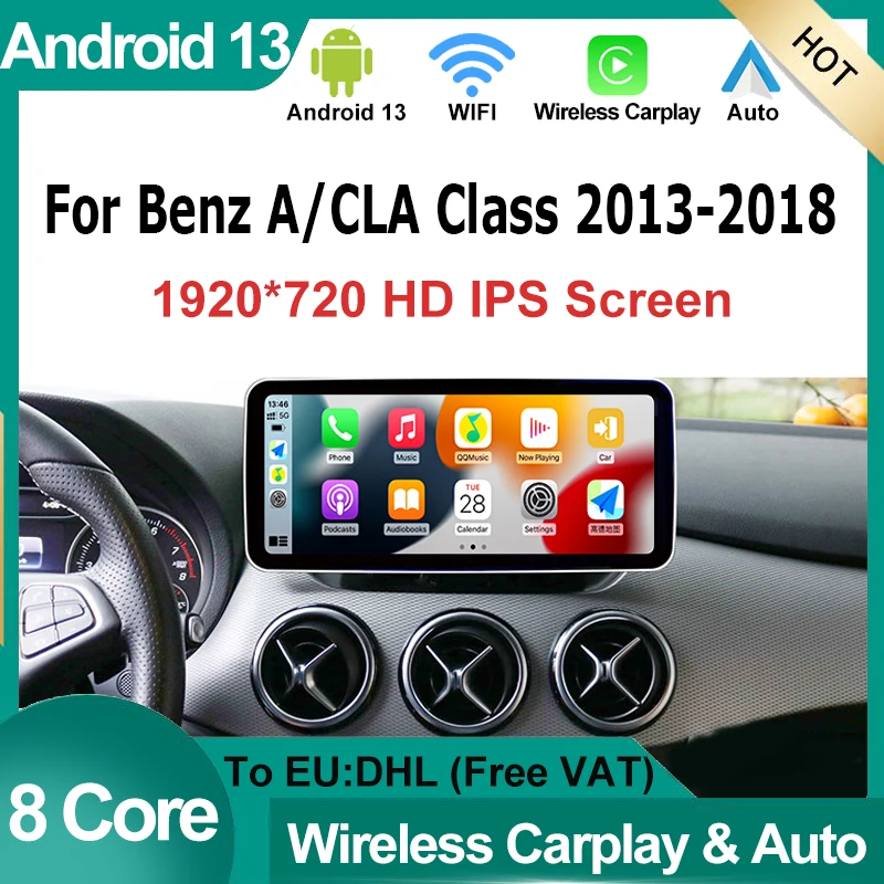 

Carplay Автомагнитола Android 13 для Mercedes Benz A Class W176 GLA X156 CLA C117 2013-2018 мультимедийный плеер GPS навигация 4G