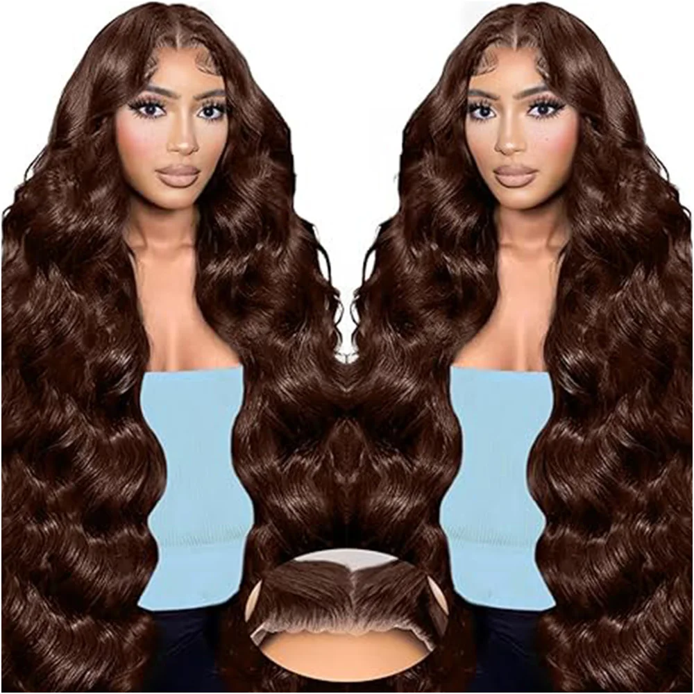 

200 Density Chocolate Brown Body Wave HD Lace Front Human Hair Wig Brazilian HD Lace Frontal Wigs 13x4 13x6 Preplucked for Women