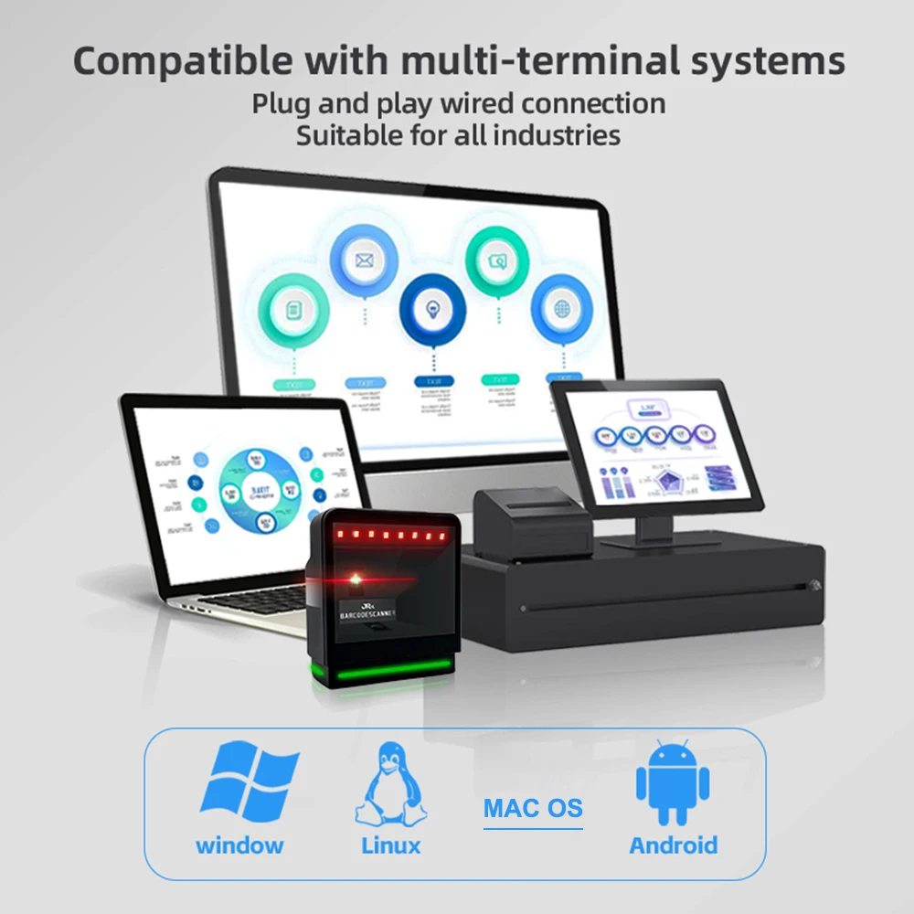 1D 2D سطح المكتب ماسح الباركود QR قارئ رمز متعدد الاتجاهات ذكي الاستشعار المسح السلكية USB سطح المكتب حر اليدين السيارات سينسي #3