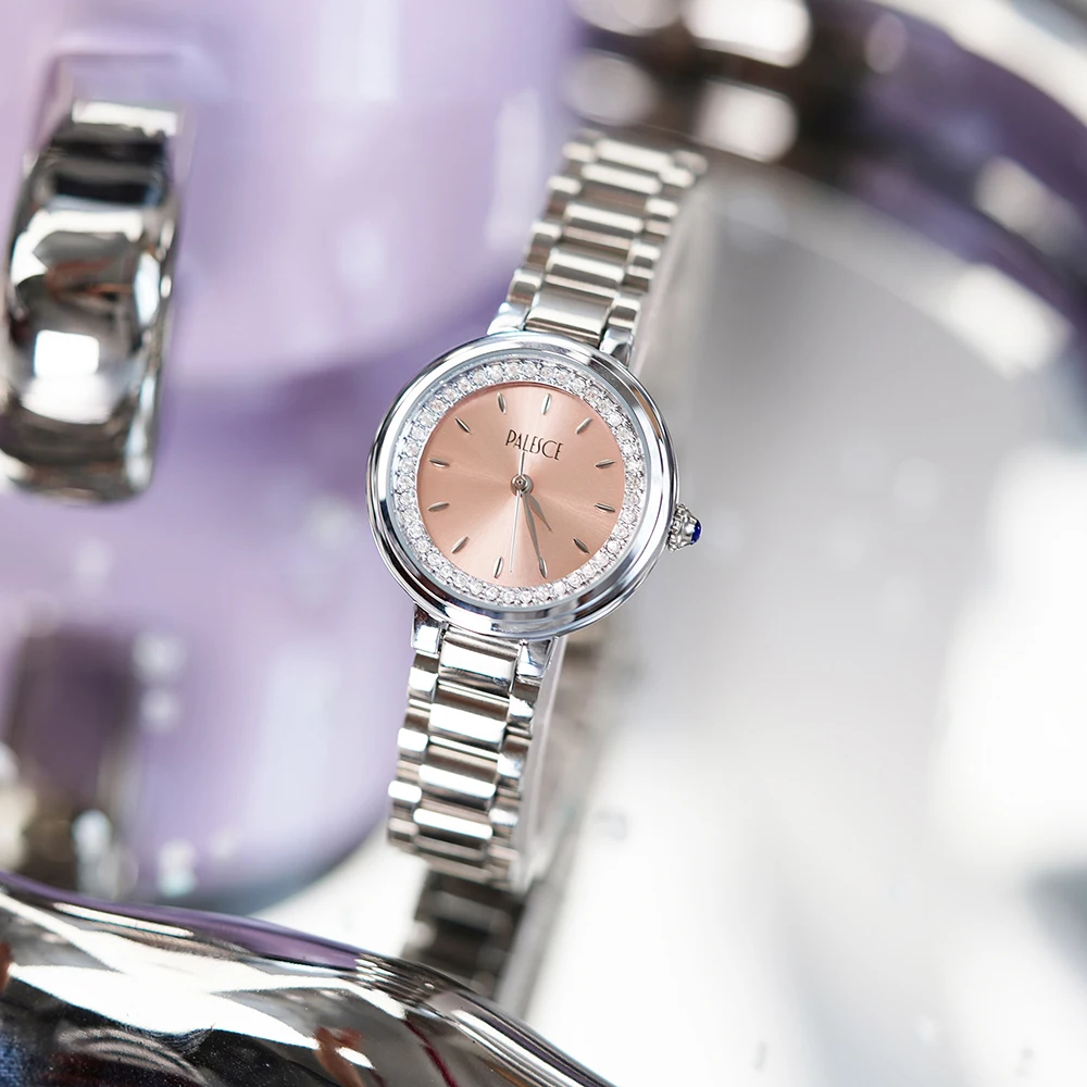 

Женские винтажные часы с розовым циферблатом, маленькие круглые аналоговые женские часы из нержавеющей стали, модные серебряные женские наручные часы, подарки