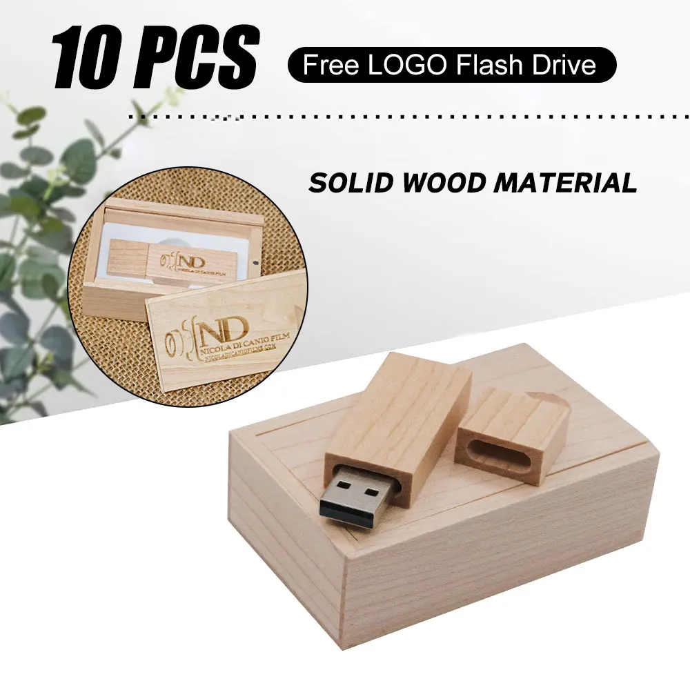 

10PCS LOT USB2.0 Flash Drive 128GB Free Custom Logo Memory Stick 64GB Walnut Wood High Speed Pen Drive 32GB Creative Gift U Disk