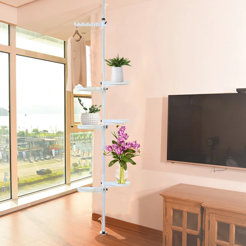 Tensão Pole Plant Stand, Display Rack, interior Flower Decor Storage, 7 Camadas