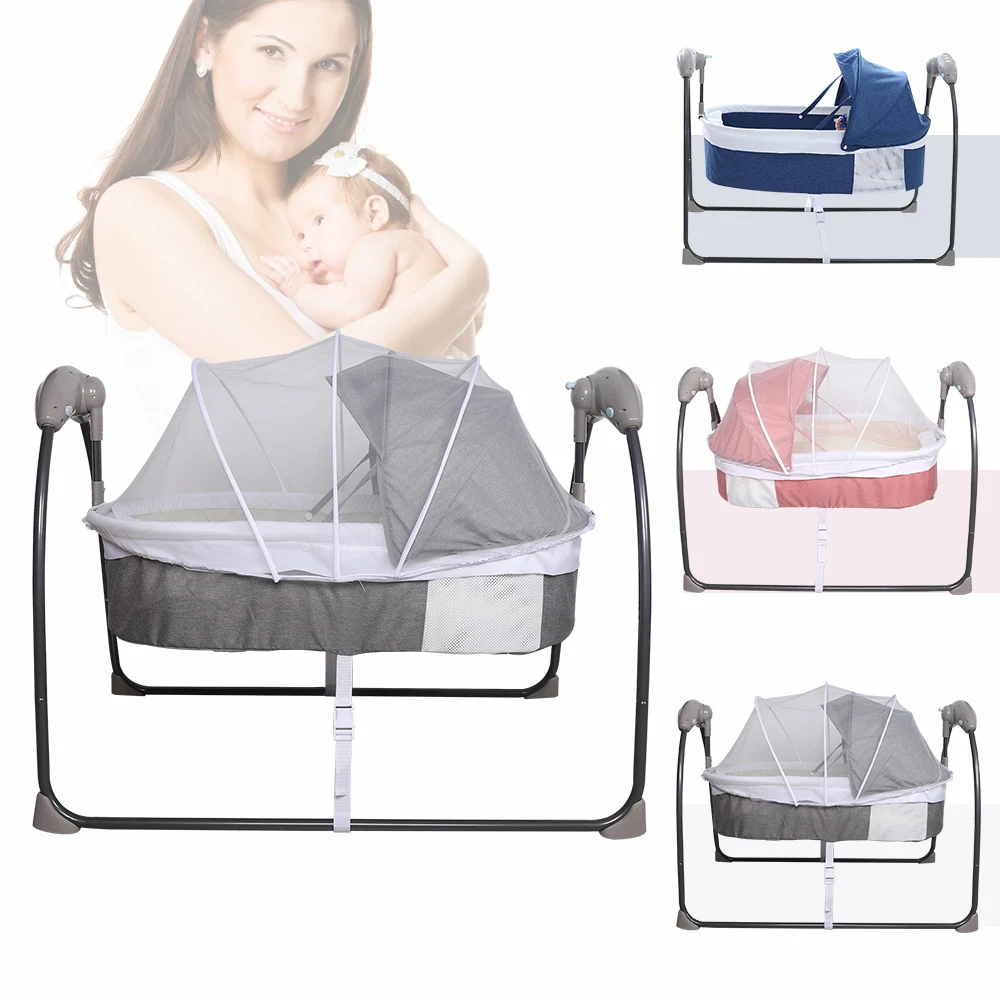 Babybett 3-Gang-Auto-Schaukel elektrische Babys chaukel Baby Türsteher Baby Liege Wiege bis zu 9kg mit Smart Bluetooth