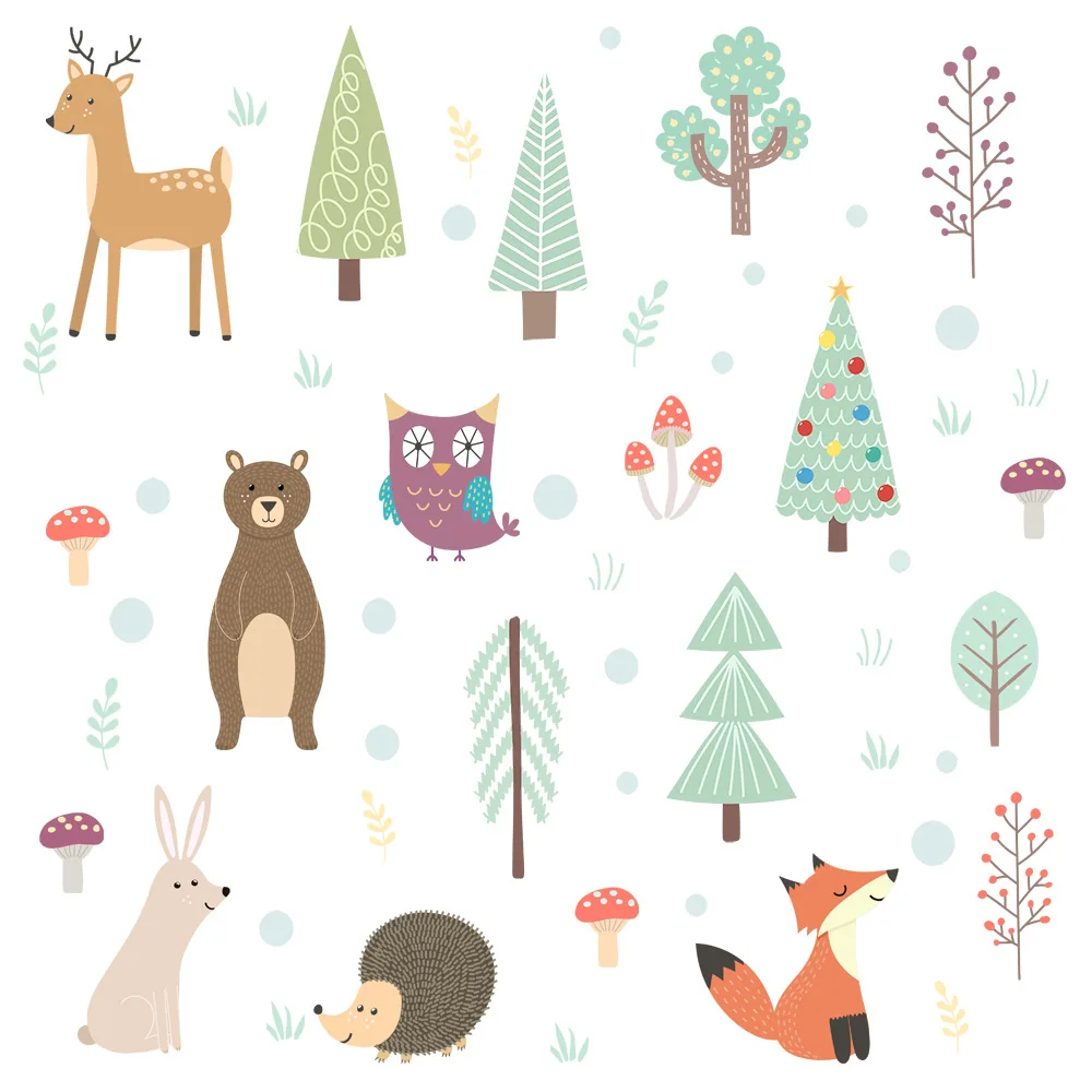 Cartoon Forest Animals Set decalcomania da parete per Baby Room Fox adesivo da parete autoadesivo per la decorazione dell\'autoadesivo della parete