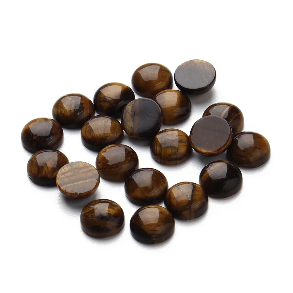 

20Pcs Tiger Eye Stones Flat Back Patches 14Mm Semicircle Shape for DIY Jewelry Craft Projects Stone Decor Jewelry Making