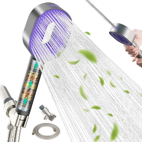 Soffioni doccia con combo a 3 spruzzi portatili, soffione doccia ad alta pressione, soffione doccia filtrato staccabile per acqua dura