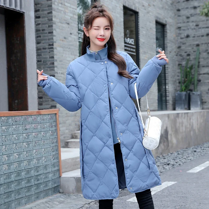 

Women's Parkas Thick Cotton Padded Outerwear Casual Coats 2023 Winter Solid Long Jacket Female Overcoat with Sashes Stand Collar