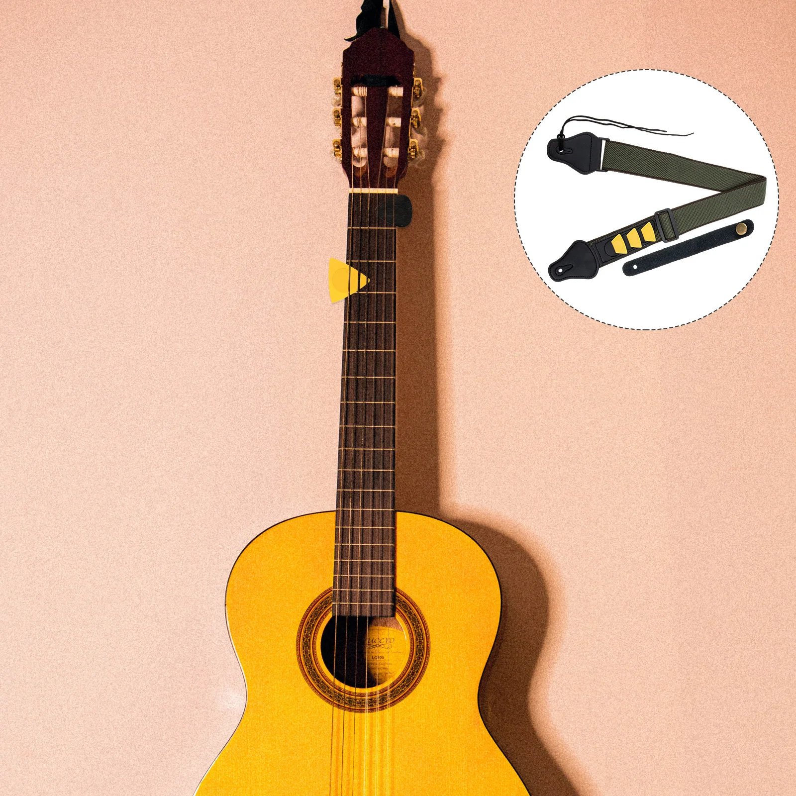 

Guitar Strap Set Cotton Shoulder Vintage Neck Kit Plastic and Picks Acoustic Accessories