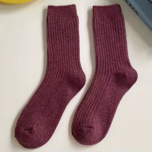 1 Pair Women Cotton Loose Socks Autumn Winter Knitting Solid Color Long Black Pink Korean Japanese Student Girls Stockings Retro - Image 12