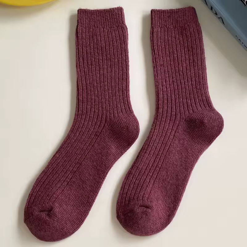 1 Pair Women Cotton Loose Socks Autumn Winter Knitting Solid Color Long Black Pink Korean Japanese Student Girls Stockings Retro - Image 12
