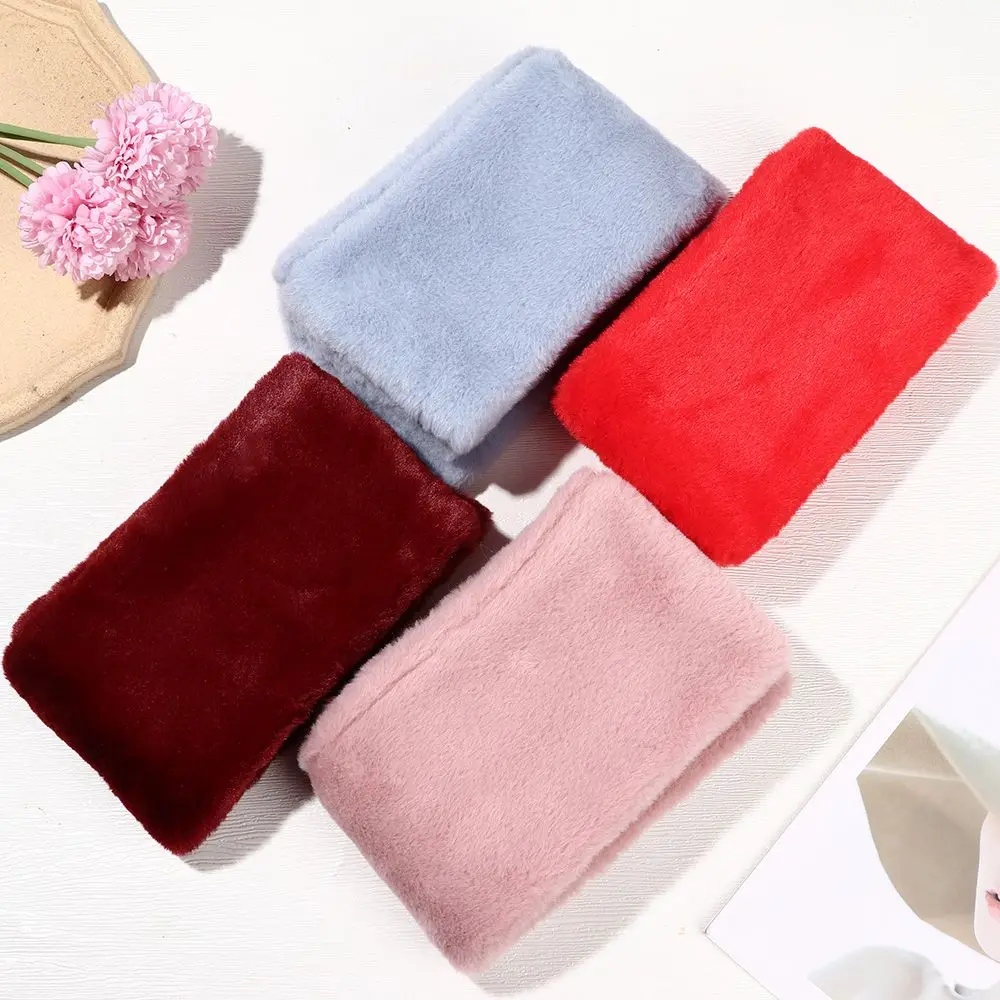 Women Winter Warm Thicken Cross Collar Scarf  Solid Color Faux Rabbit Fur Plush Elegant Shawl Scarfs