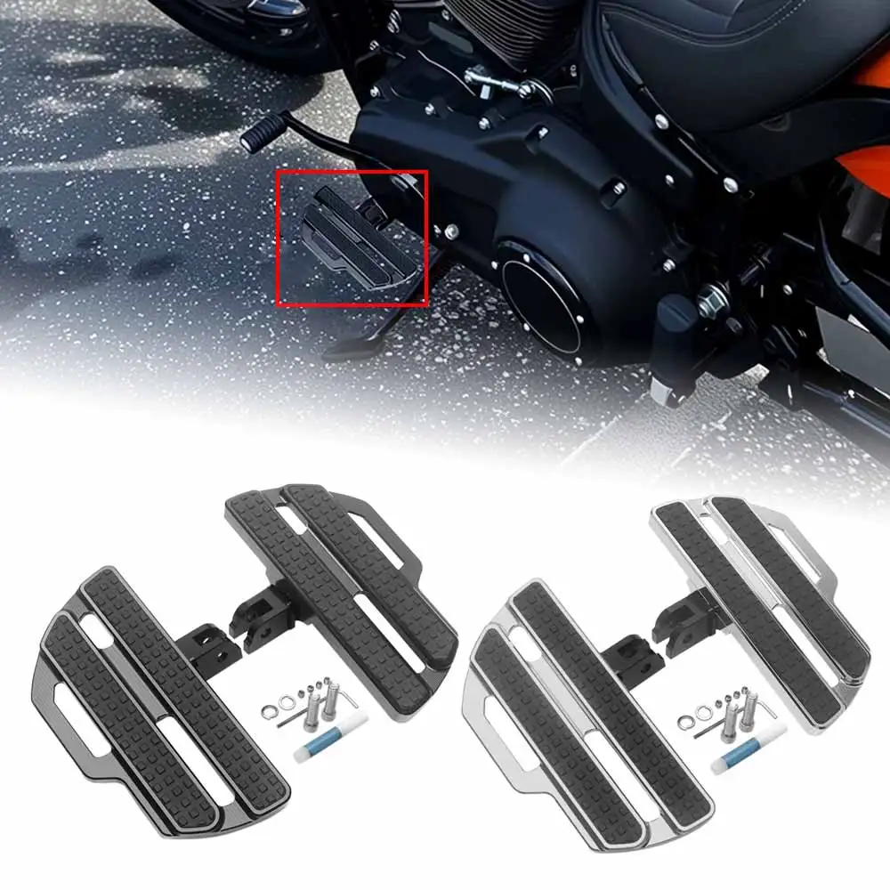 Motorcycle Front Floorboards For Harley Softail Breakout Fat Bob Low Rider Street Bob Flsb Fxst Rh1250S 2018-2024 Black Chrome