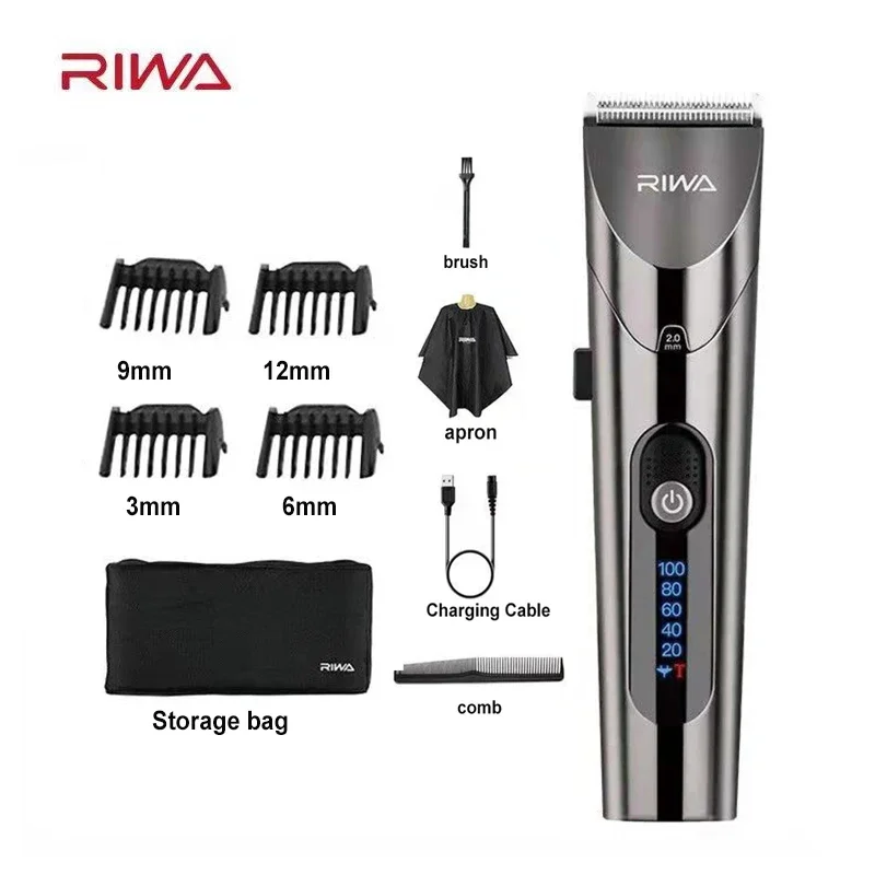 

RIWA Electric Hair Clippers RE6305 Professional Cordless Barber Trimmer Speed Adjustable Rechargeable Men Hair Cutting Machine