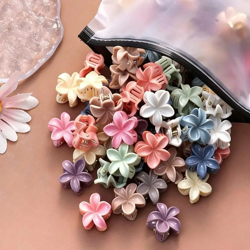 10/20/30pcs Small Hair Claw Clips Sweet Color Mixed Flower Frosted Clips Hairpin Barrette For Women Girl Kids Hair Accessories
