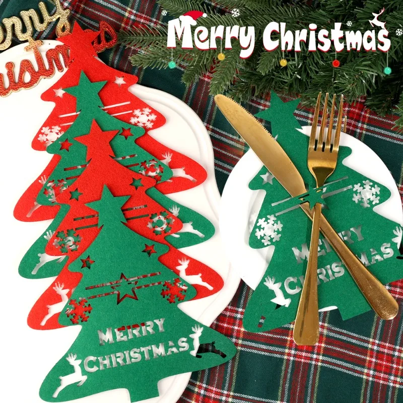 3/30PCS Christmas Cutlery Covers Xmas Tree Felt Knife Fork Set Holder Tableware Holder Mats New Year Christmas Party Decoration