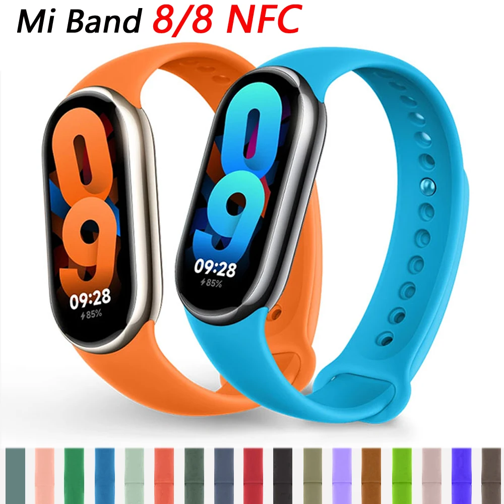 Ремешки для часов для Xiaomi Mi Band 8/8, браслет NFC, силиконовый наручный браслет Miband 8, NFC, сменный спортивный ремешок Pulse Correa для Mi Band 8 Ремешки для часов для Xiaomi Mi Band 8/8, браслет NFC, силиконовый наручный браслет Miband 8, NFC, сменный спортивный ремешок Pulse Correa для Mi Band 8