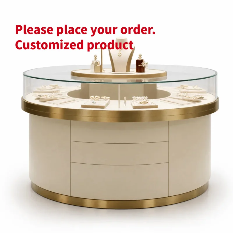 custom.Custom Eco-Friendly Jewelry Display Cabinet with LED Light Security Lock Glass Wood Durable Showcase Jewelry Store