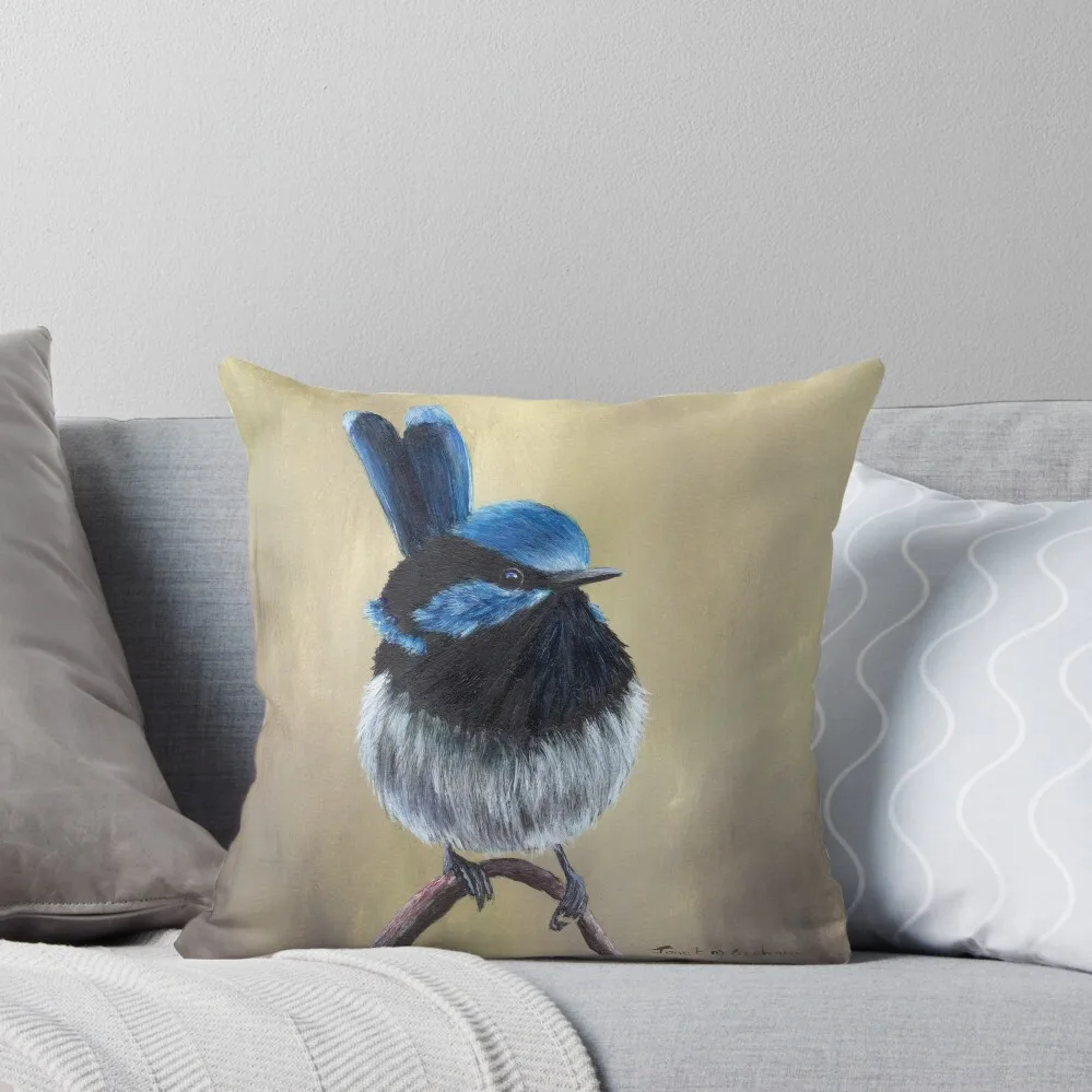 

Superb Fairy Wren Throw Pillow Plaid Sofa luxury home accessories Sitting Cushion