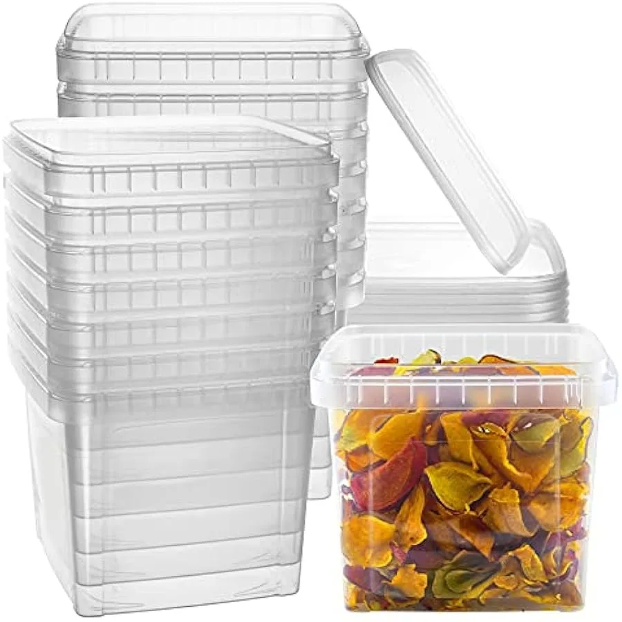 NYHI 48 oz 20 Large Pack Square Clear Deli Containers with Lids Disposable BPA Free Plastic Food Storage Containers with Lids A