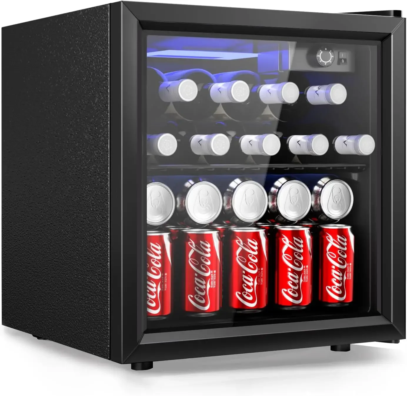 48 Can Beverage Refrigerator cooler-Mini Fridge Glass Door for Beer Drinks Wines, Countertop Beverage Fridge with Adjustable