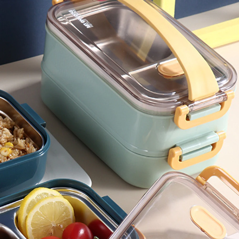 

Thermal Stainless Steel Divided Grid Lunch Box Food Container Portable Divided Grid Aldult Case Work Lunch Container