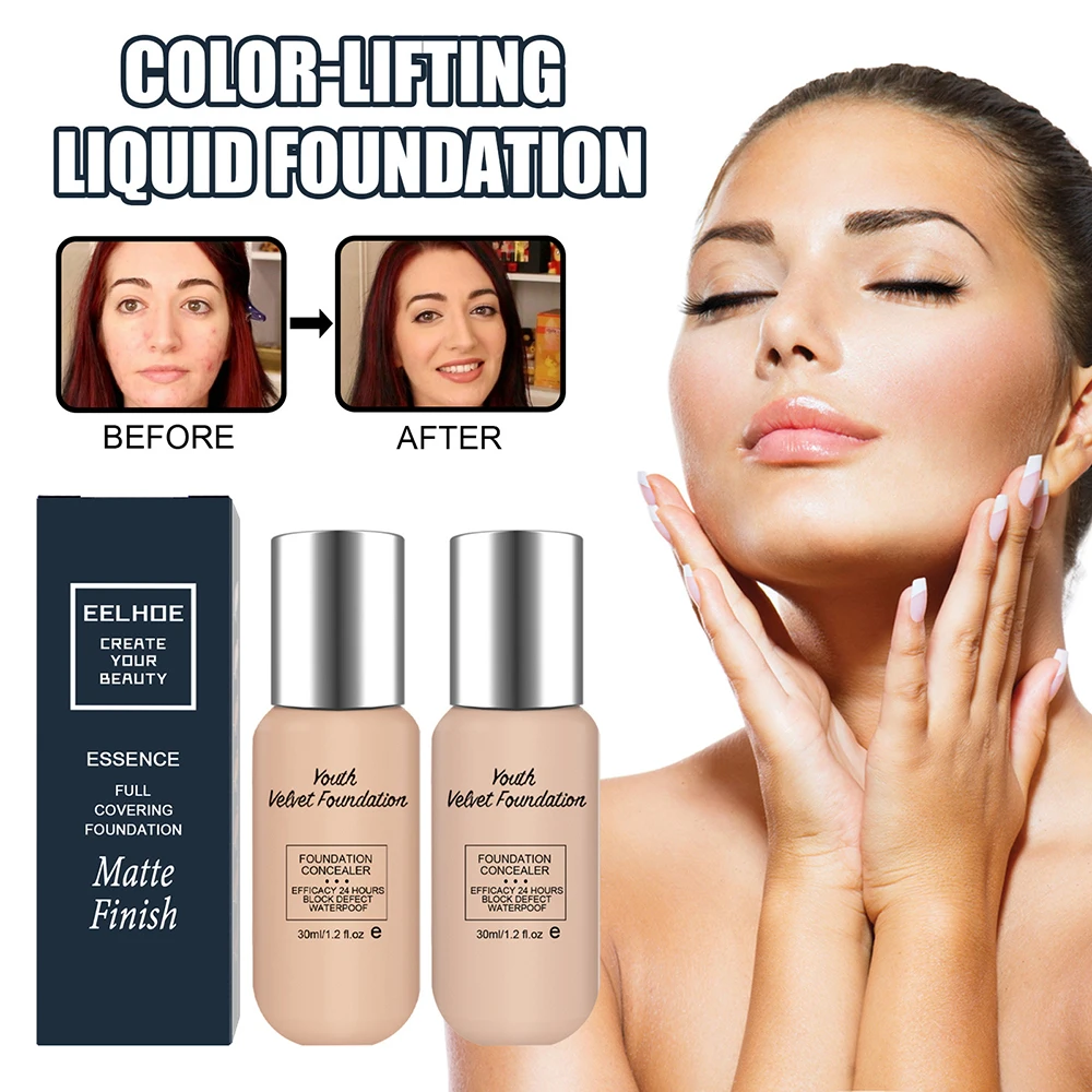 

30ml liquid foundation Waterproof isolation breathable concealer Invisible Pores Moisturising Brightens Skin Facial Cosmetics