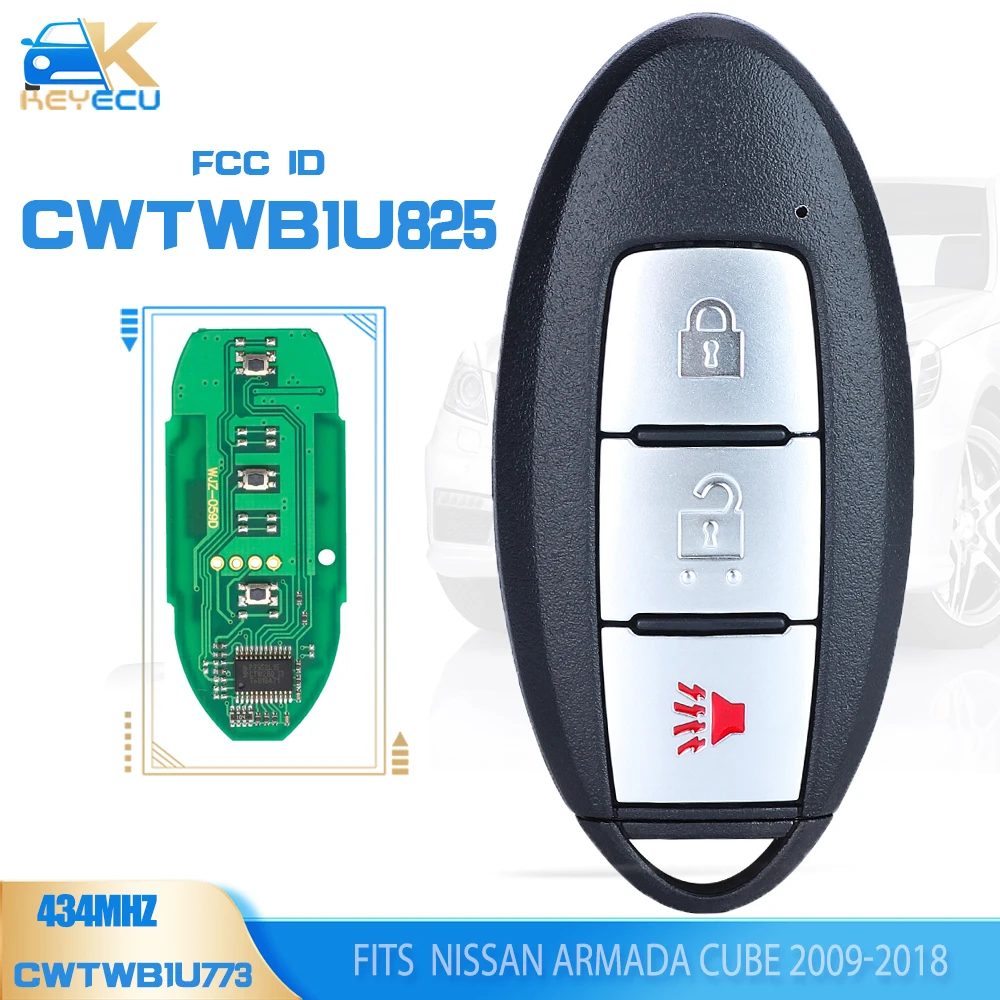 KEYECU CWTWB1U825 CWTWB1U773 Smart Keyless Remote Key Fob 433MHZ for Nissan Armada Cube 2009 2010 2011 2012 2013 2014 2015 -2018