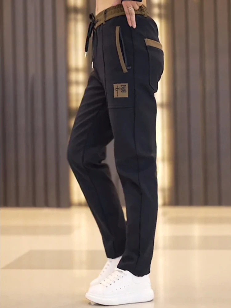 

Мужские спортивные брюки Ele с вышивкой, укороченные, зауженные, для осени и весны, повседневные, от Cool Brand, большие размеры, премиум-класса Haome