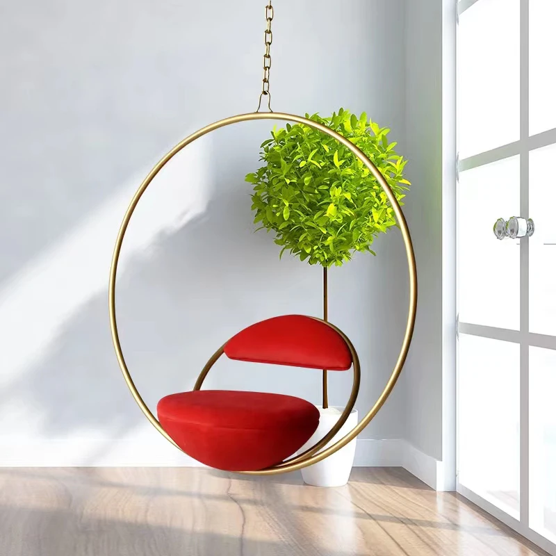 

Simple Indoor Swing Glider Balcony Designer Leisure Chair Household Light Luxury Basket Suspension Stainless Steel Cradle Chair