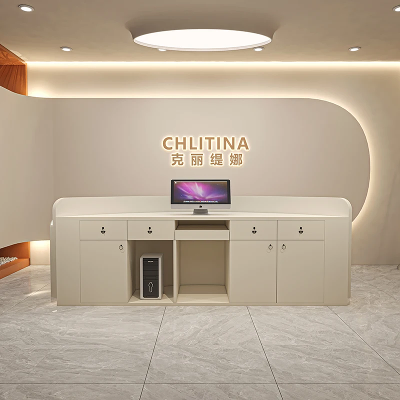 فاخر مع شعار صالون تجميل منصة مشروبات مركز ما بعد الولادة ماكينة تسجيل المدفوعات النقدية مؤسسة التدريب متجر الملابس المنحني عداد المنزل #5