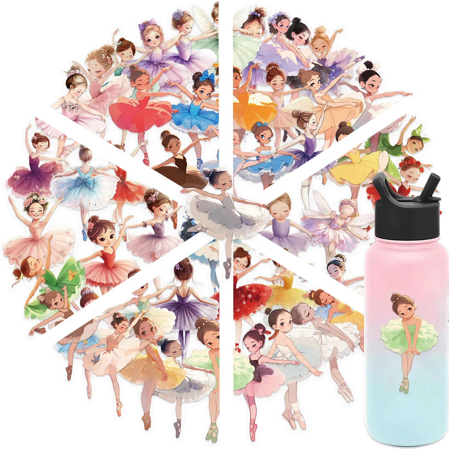 50 adesivi per balletto ragazza, adesivi trasparenti per la creazione di cartoline, buste per scrapbooking, regali avvolti, arti e mestieri