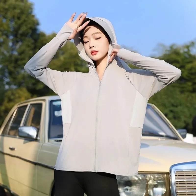 Women Ultraviolet-proof Ice Silk Cool Sunscreen Clothes Tops Coat Female Summer 2024 Solid Color Hooded Sunscreen Clothes Jacket