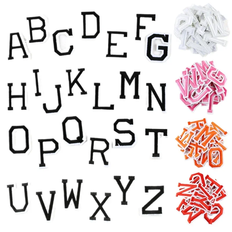 A-Z Letter Patches For Clothing 26 English Letters Iron On Embroidered Patches On Clothes T-shirt Applique DIY Fabric Stripes