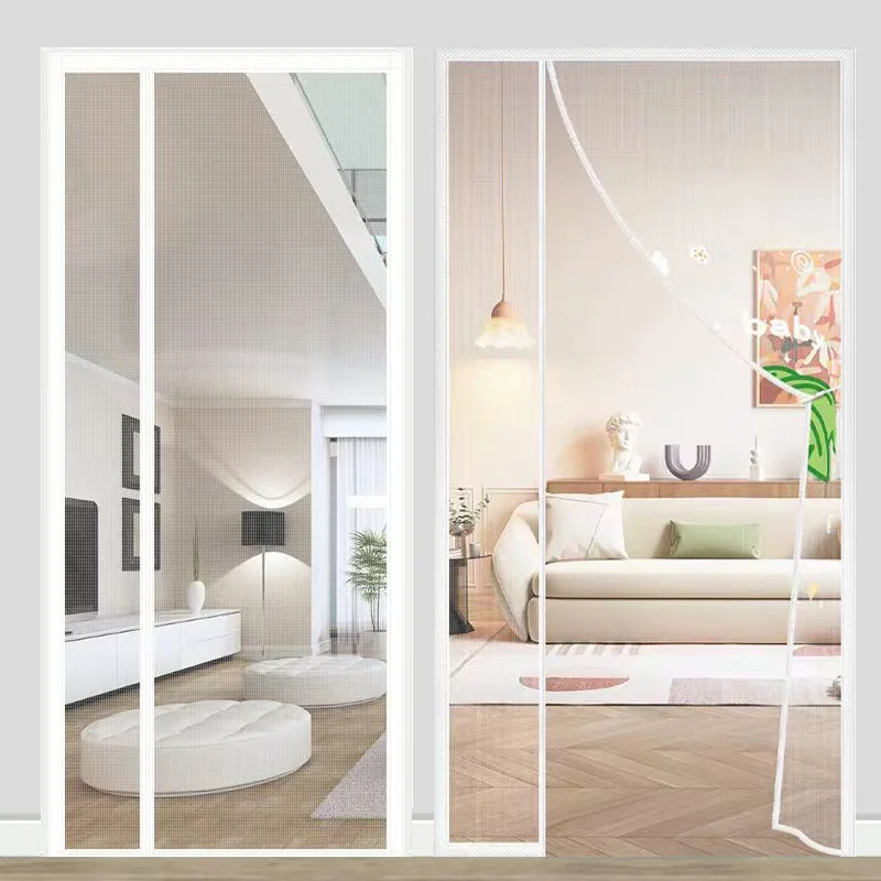 

White mesh door curtain, magnetic door curtain, mosquito net, fly proof Summer bedroom insect prevention can be customized