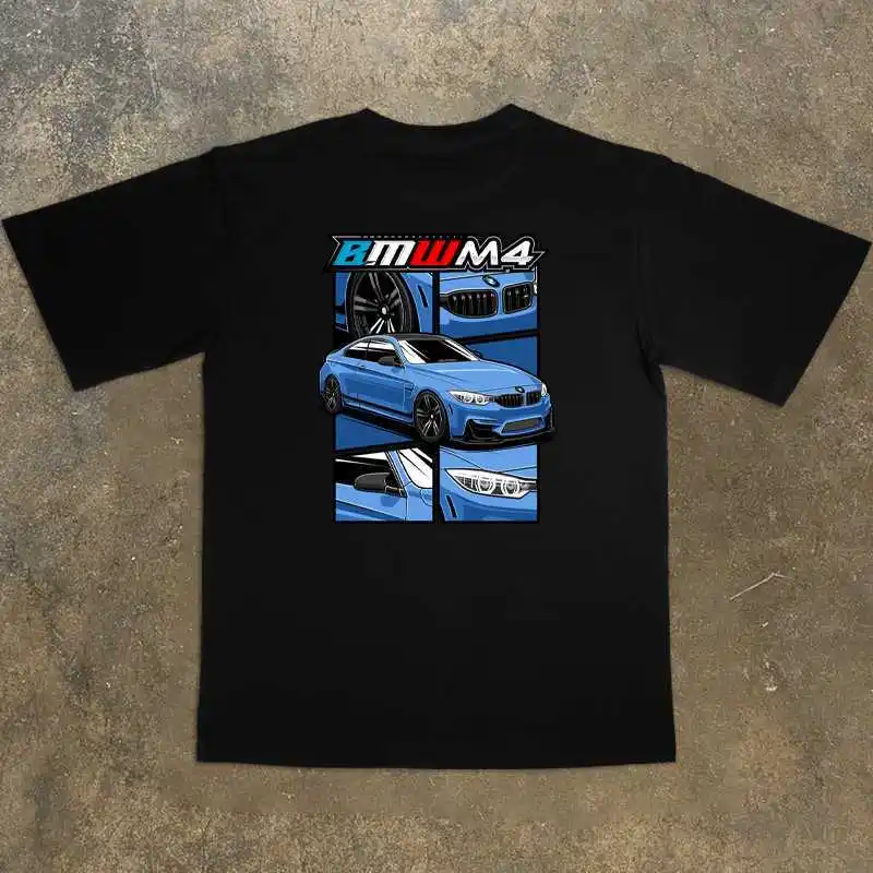 

BMW BMW M4 Car Printing Loose Cotton Simple Men's and Women's Short Sleeve T-Shirt Half Sleeve Top Crew Neck Cotton Tee